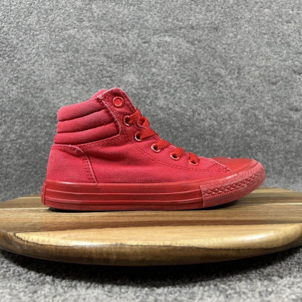 Converse CTAS 650518F Junior Size 13 Red Canvas Mid Padded Collar Shoes Used